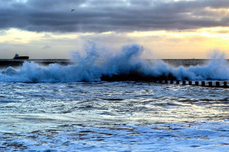 Tide Coming in on the beach of Aberdeen,Scotlandの写真素材