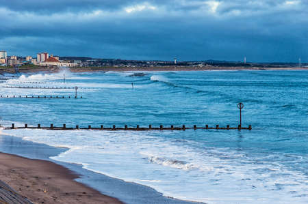 Tide Coming in on the beach of Aberdeen,Scotlandの写真素材