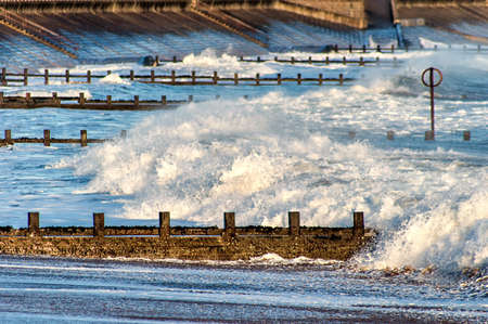 Tide Coming in on the beach of Aberdeen,Scotlandの写真素材