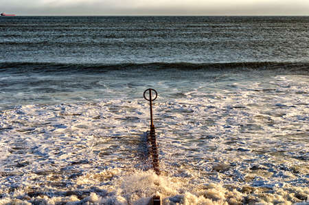 Tide Coming in on the beach of Aberdeen,Scotlandの写真素材