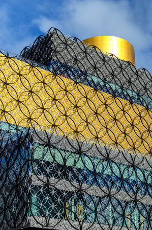 Architectural detail. Close up of the Library of Birmingham in Centenary Square.のeditorial素材