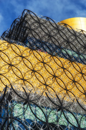 Architectural detail. Close up of the Library of Birmingham in Centenary Square.のeditorial素材