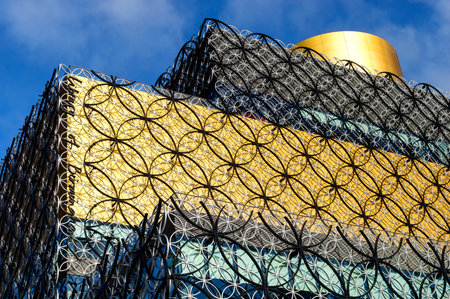 Architectural detail. Close up of the Library of Birmingham in Centenary Square.のeditorial素材