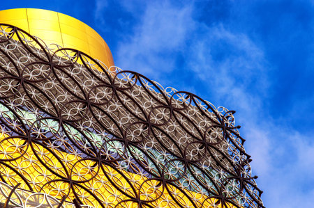 Architectural detail. Close up of the Library of Birmingham in Centenary Square.のeditorial素材