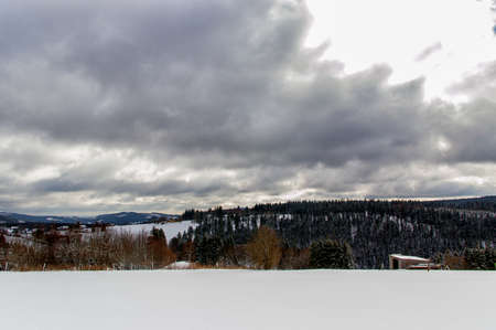 winter landscape in NeuAstenberg, Sauerland, Germanyの写真素材