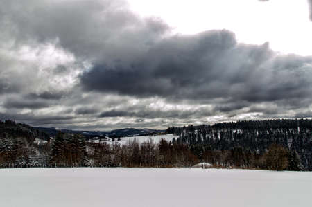winter landscape in NeuAstenberg, Sauerland, Germanyの写真素材