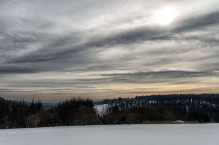 winter landscape in NeuAstenberg, Sauerland, Germanyの写真素材