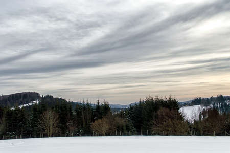 winter landscape in NeuAstenberg, Sauerland, Germanyの写真素材