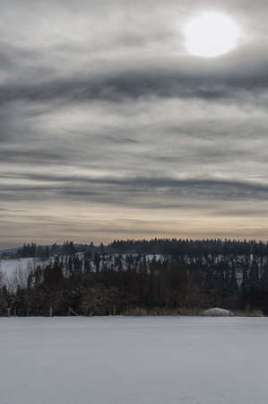 winter landscape in NeuAstenberg, Sauerland, Germanyの写真素材