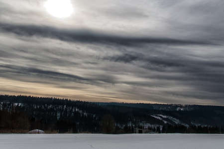 winter landscape in NeuAstenberg, Sauerland, Germanyの写真素材