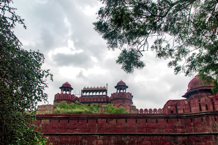 The Red Fort durring the daytime in Delhi, Indiaのeditorial素材