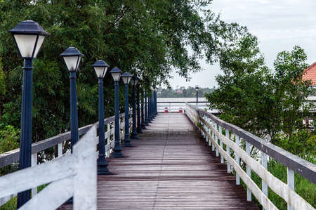 Gazebo in the Suriname River in Paramaribo.の写真素材