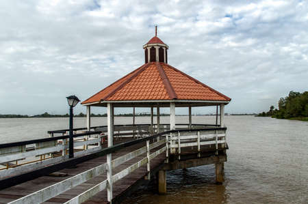 Gazebo in the Suriname River in Paramaribo.の写真素材