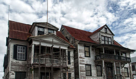 Historic architecture in the historic city of Paramaribo, Suriname. の写真素材