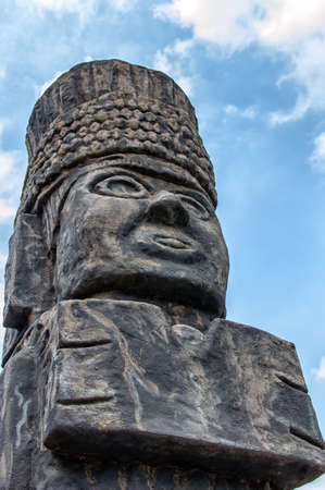 Columns in the form of Toltec warriors in Tula, Mexico, know as atlantean figures.の写真素材