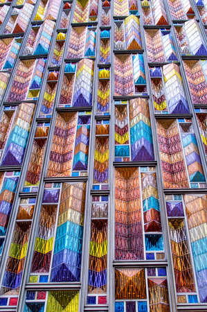 Stained glass at the new Guadalupe Basilica in Mexico Cityの写真素材