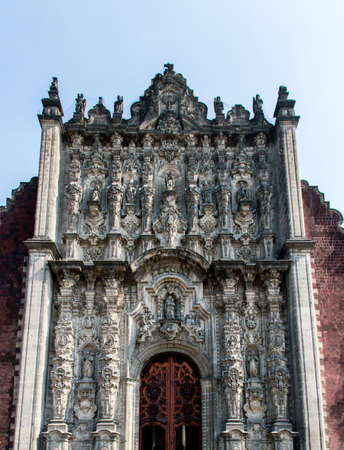 Detail of The Metropolitan Cathedral (Cathedral Metropolitana) in Mexico Cityの写真素材