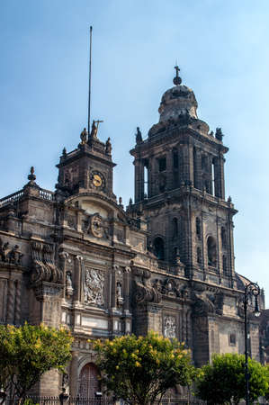Detail of The Metropolitan Cathedral (Cathedral Metropolitana) in Mexico Cityの写真素材
