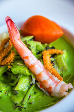 A beautiful ceviche made with avocado lemon and sweet potatoの写真素材