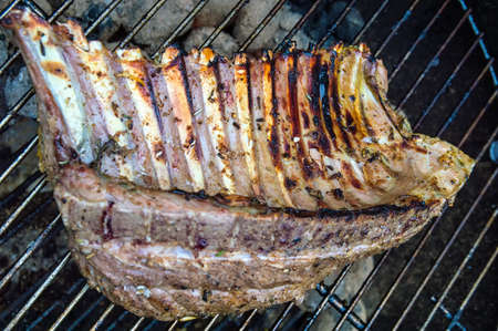Rack of lamb chops on the bbqの写真素材