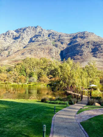 View of the farm Hidden Valley STELLENBOSCH SOUTH AFRICAの写真素材