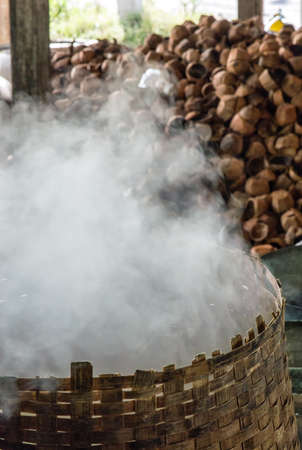 palm sugar production seen in Thailandの写真素材