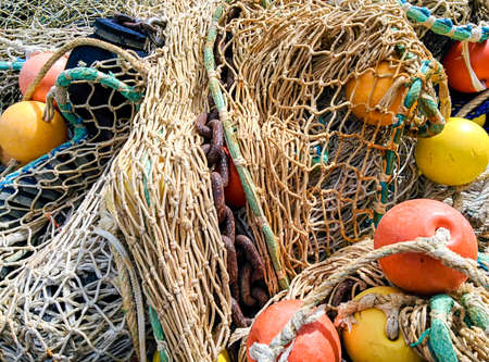 Fishing nets on a trawlerの写真素材
