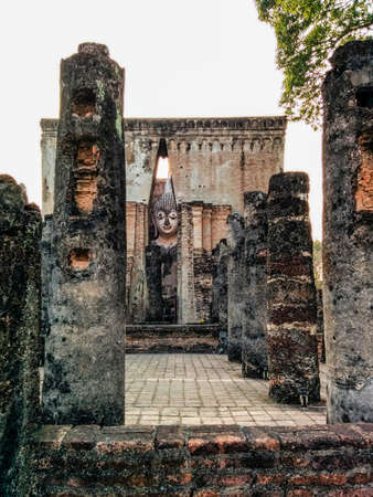 Pra Ajana at Wat Si Chum Sukhothai Historical Park Thailand.の写真素材