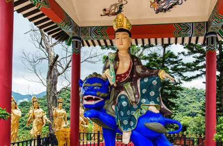 At the temple of the 10000 buddhas in Hong Kongの写真素材