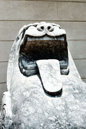 Close up of a Chinese Imperial Lion statueの写真素材