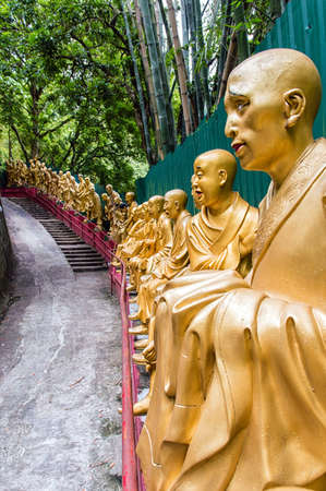 Buddhas at Man Fat Sze, Ten Thousand buddhas monasteryの写真素材