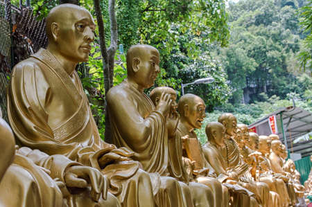 Buddhas at Man Fat Sze, Ten Thousand buddhas monasteryの写真素材
