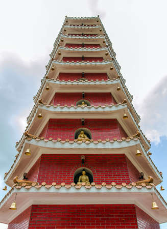 Tower at the monastery of the 10000 buddhas in hong Kong, Chinaの写真素材