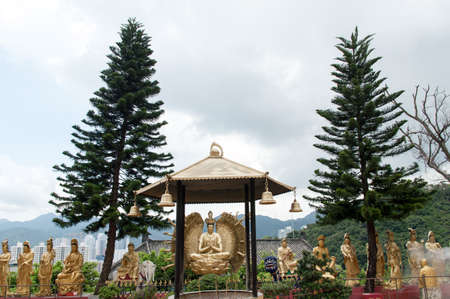 At the temple of the 10000 buddhas in Hong Kongの写真素材
