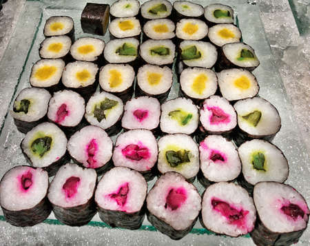 Maki Sushi at a breakfast buffet.の写真素材