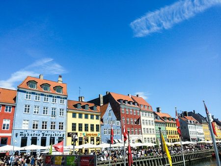 Nyhavn in Copenhagen, Denmark - one of the most popular tourist places.のeditorial素材
