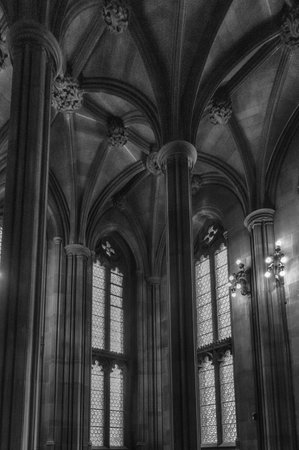 MANCHESTER, UK - SEPTEMBER 1,2015: Interior of the University of Manchester's iconic John Rylands Library,It is 'Visitor Attraction of the Year' at the city's 2012 annual tourism awards.のeditorial素材