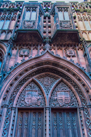 Manchester - city in North West England (UK). Detail of the Famous John Rylands Library.のeditorial素材