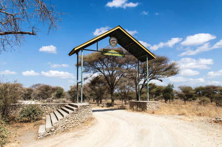 Entrance of Tarangire National Park.Tanzaniaの写真素材