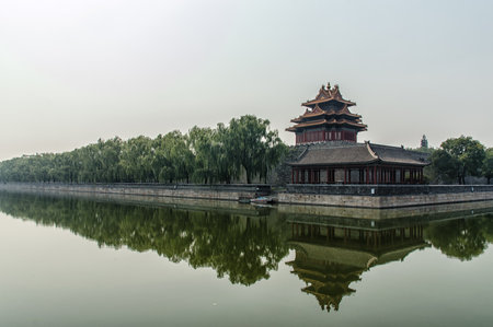 Beijing, China at the outer moat corner of the Forbidden City.のeditorial素材