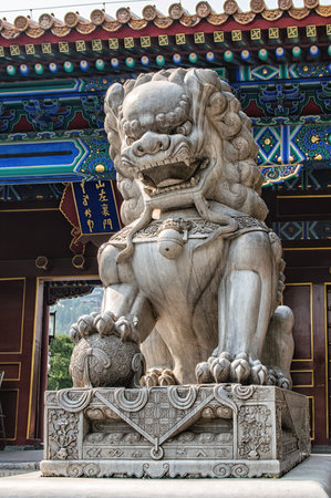 Imperial guardian lion in the Forbidden city Beijing, Chinaのeditorial素材