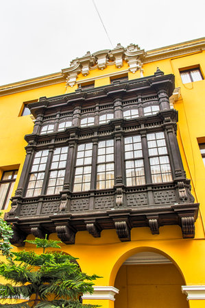 Wooden balconies at Lima, Peruのeditorial素材