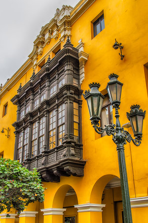 Wooden balconies at Lima, Peruのeditorial素材