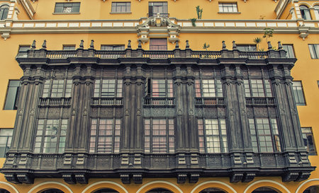 Wooden balconies at Lima, Peruのeditorial素材