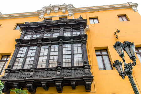 Wooden balconies at Lima, Peruのeditorial素材