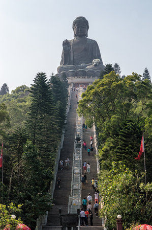 Tian Tan Buddha at Po Lin Monastery on Lantau Island in Hong Kong (China).のeditorial素材