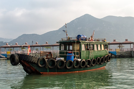 Boats at Tai O fishing village in Hong Kongのeditorial素材