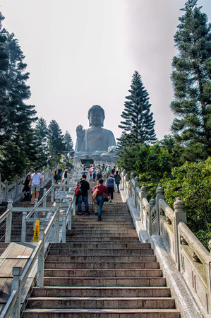 Tian Tan Buddha at Po Lin Monastery on Lantau Island in Hong Kong (China).のeditorial素材