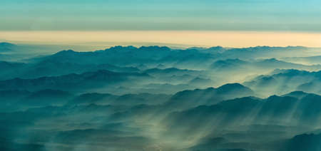 Foggy morning in the Himalayan Mountainsの写真素材