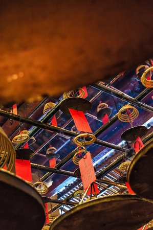 Incense Cones in Chinese Temple, Man Mo Temple, Hong Kong, China